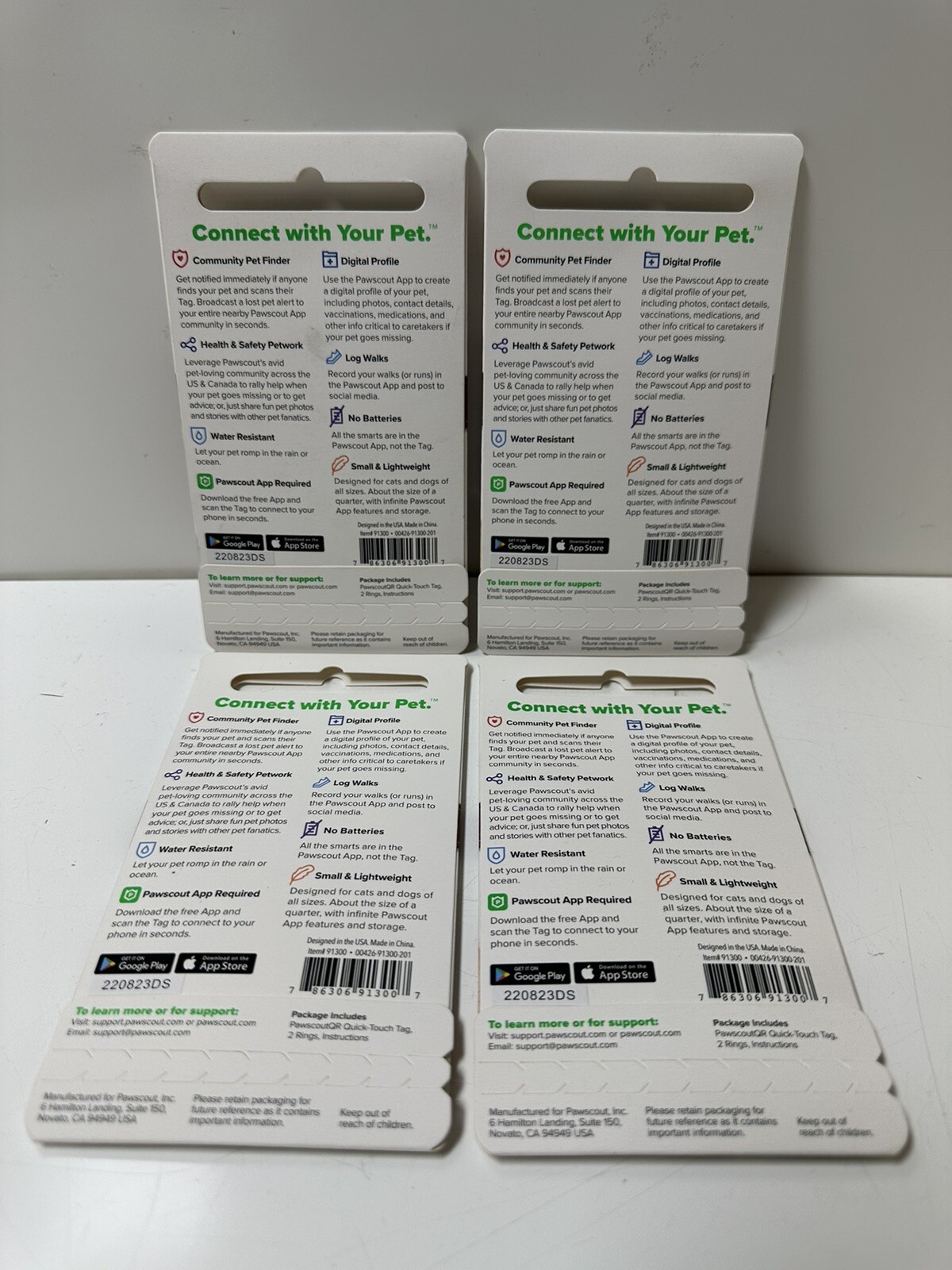 (Lot Of 4) PAWSCOUT THE SMART PET TAG 91300 Small And Lightweight No Battery’s
