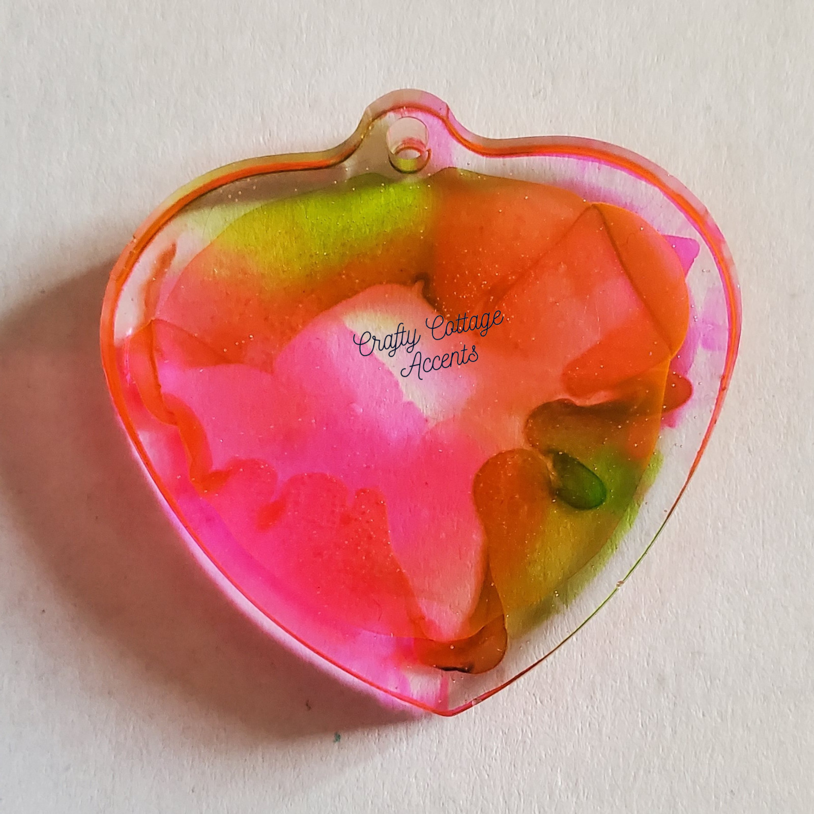 Resin Pet Charm Heart Shaped Handmade Green Pink Purple Collar Accessory