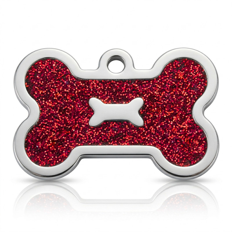PET ID TAG CUSTOM ENGRAVED PERSONALIZED DOG CAT NAME TAGS Glitter Bone DOG TAG