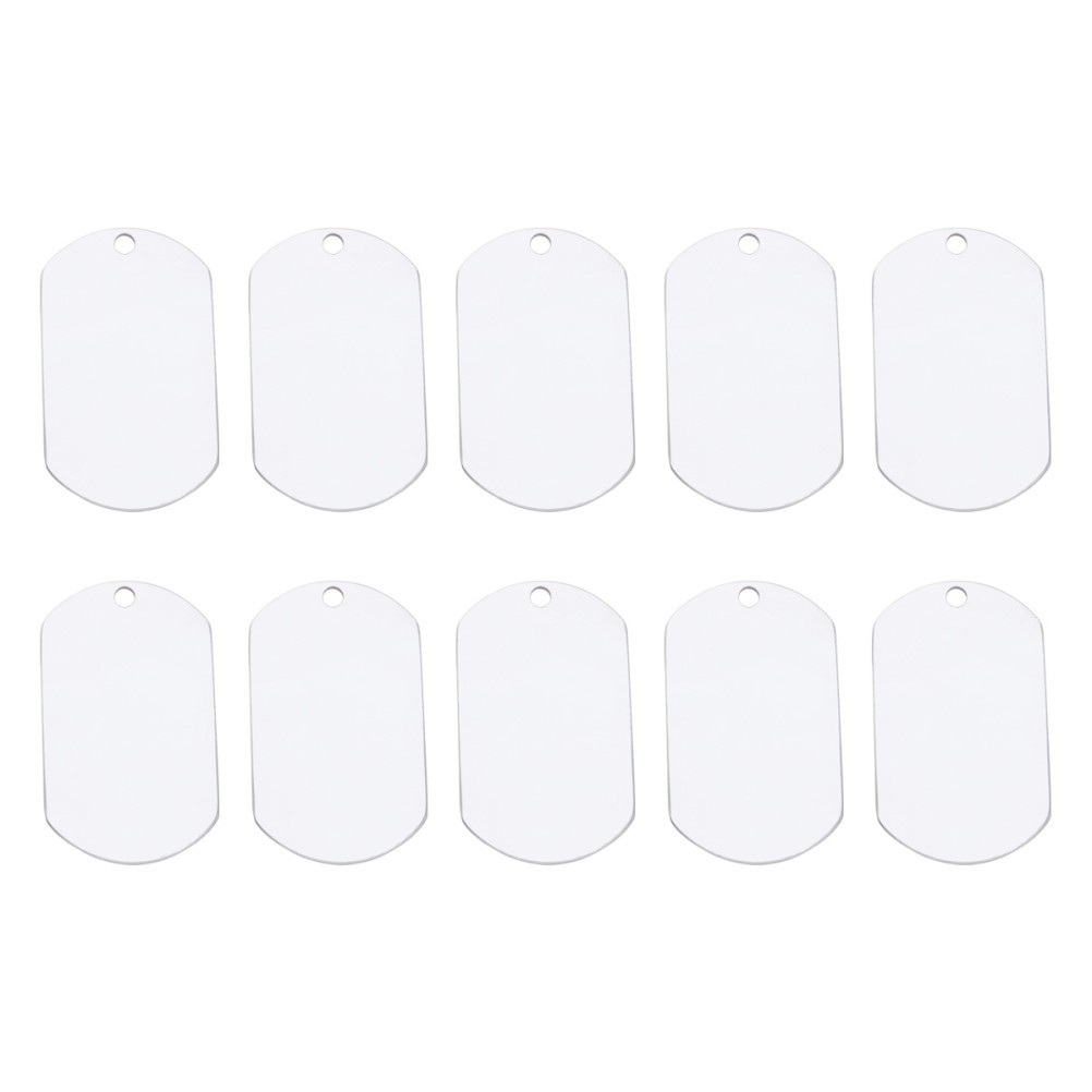10Pcs Durable Titanium Steel Dog Tags Silver Stylish Pet Hanging Decor