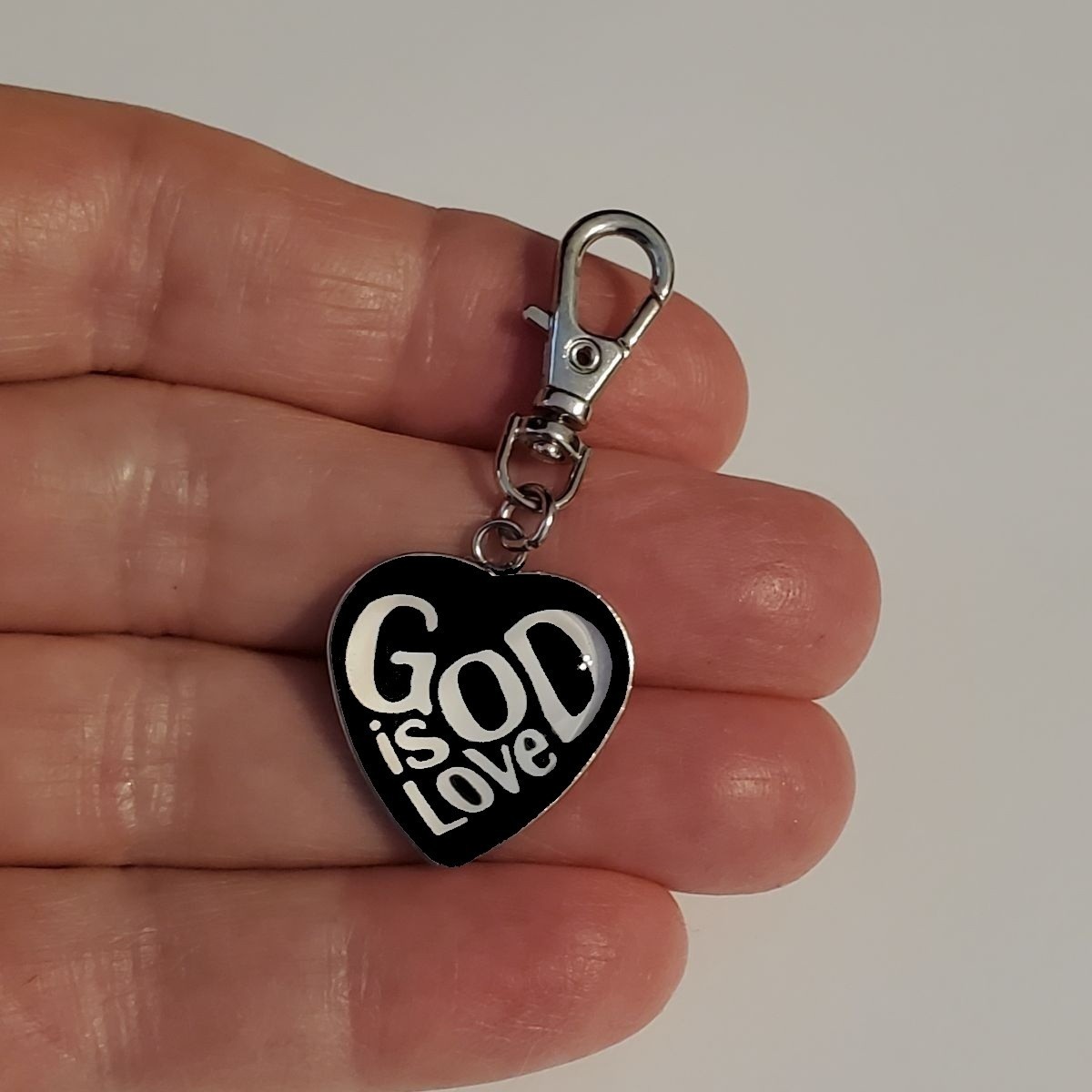GOD IS LOVE CHARM ZIPPER PULL BAG PURSE WALLET BACKPACK RELIGIOUS JESUS CHURCH