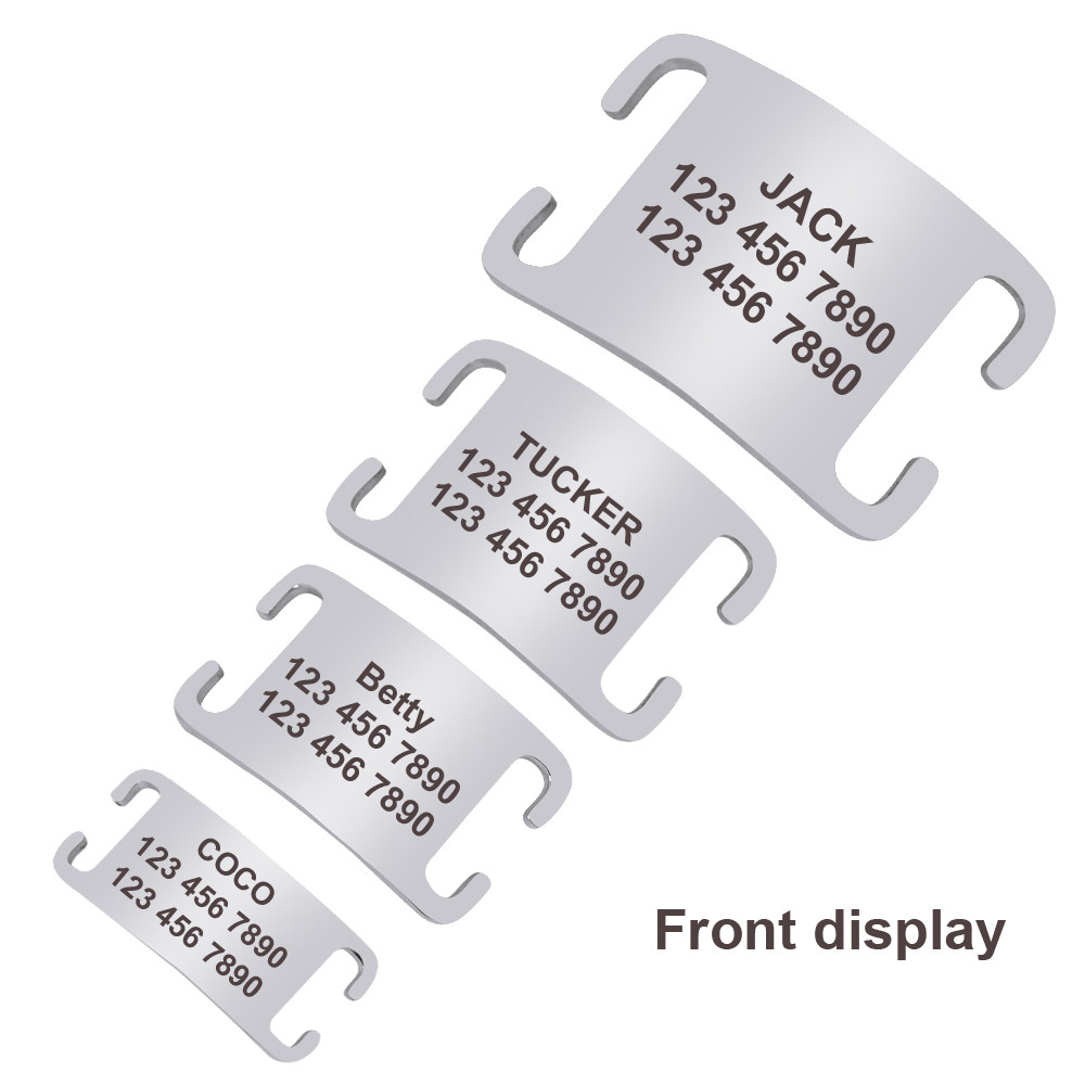 Slide On Custom Engraved Dog Tag Noiseless Dog ID IDENTIFICATION Cat Name Tags