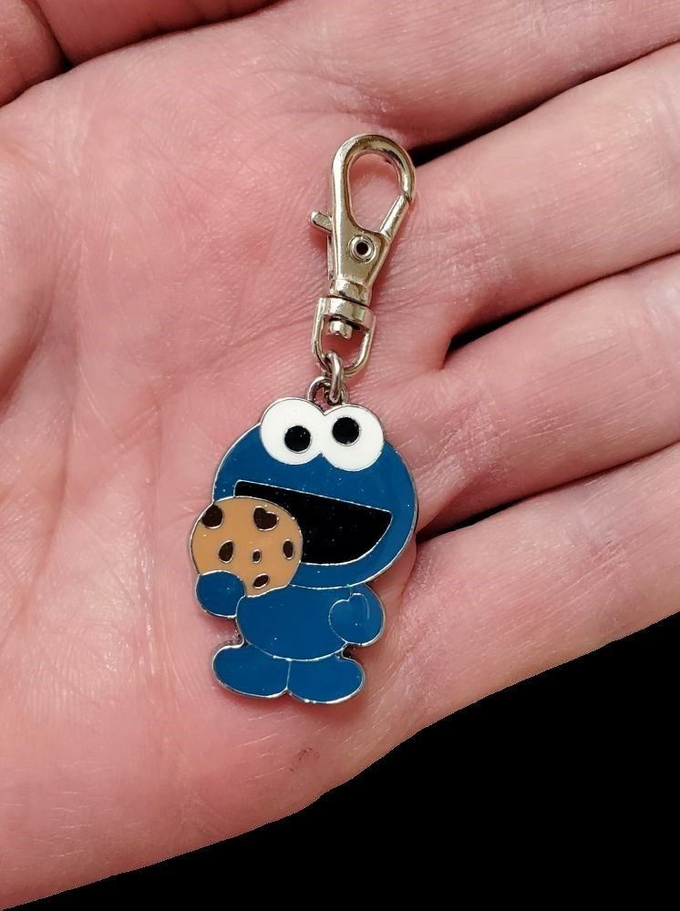 COOKIE MONSTER CHARM ZIPPER PULL BAG PURSE WALLET BACKPACK DIAPER DOG CAT COLLAR