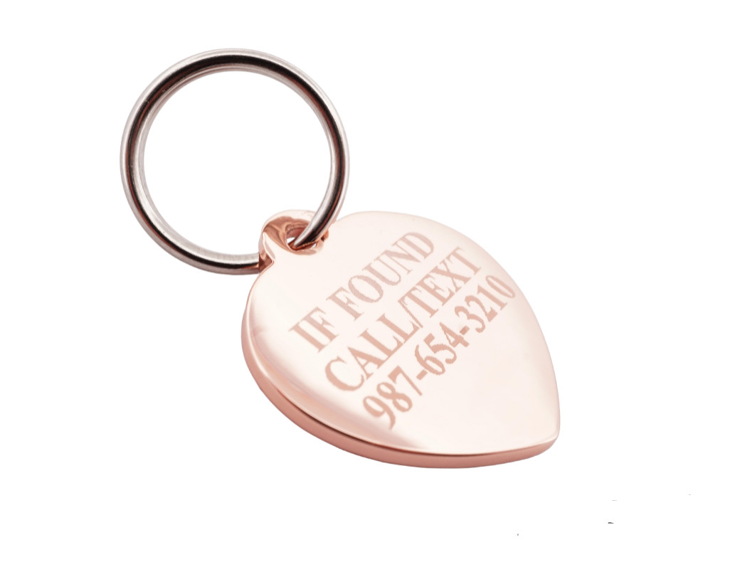 Custom Engraved Rose Gold Plated Small Heart w/Pink Stones Dog Tag Pet ID Name