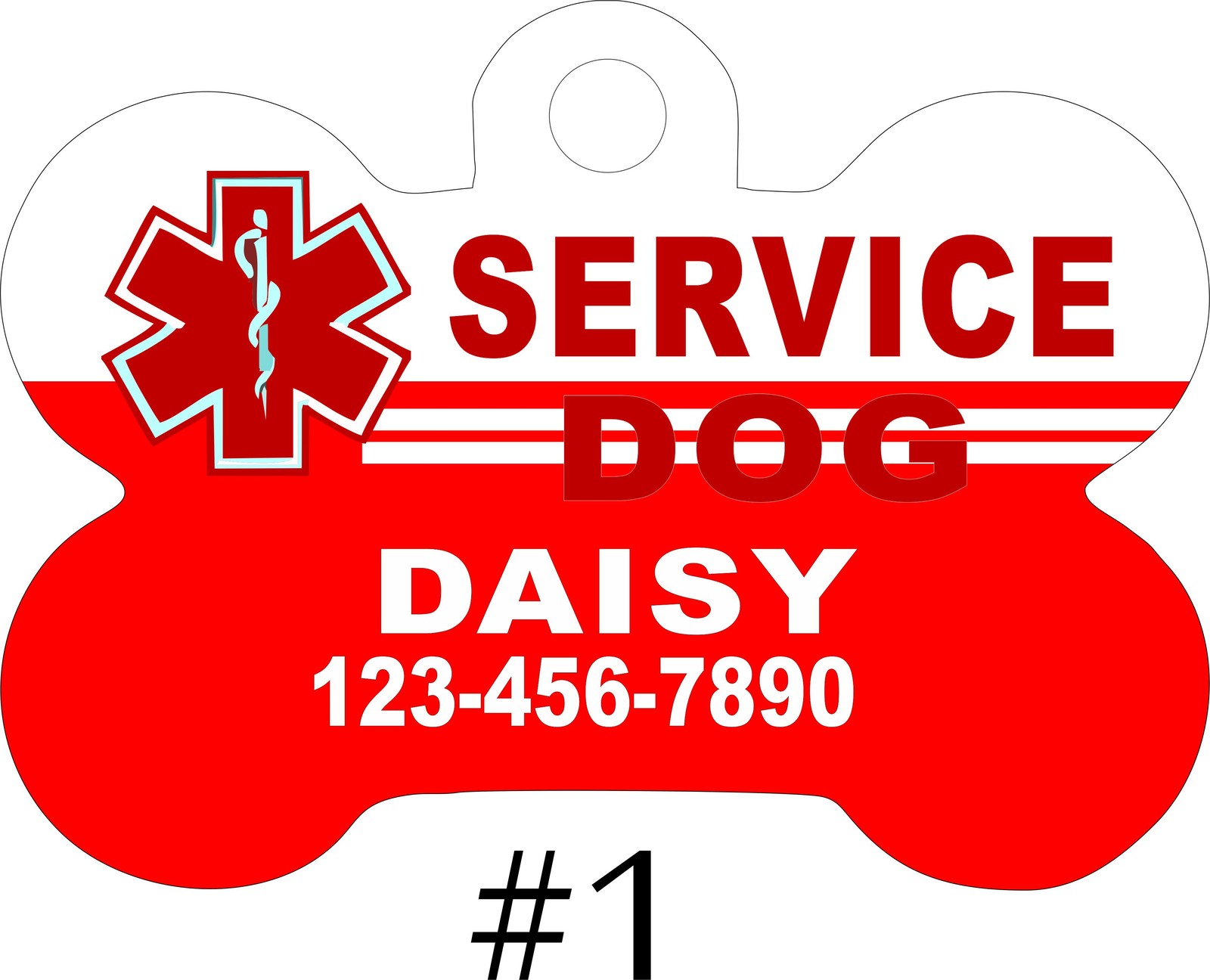 CUSTOM PERSONALIZED PET TAG ID DOG BONE Unique Tag SERVICE, PTSD, SEIZURE, MEDIC