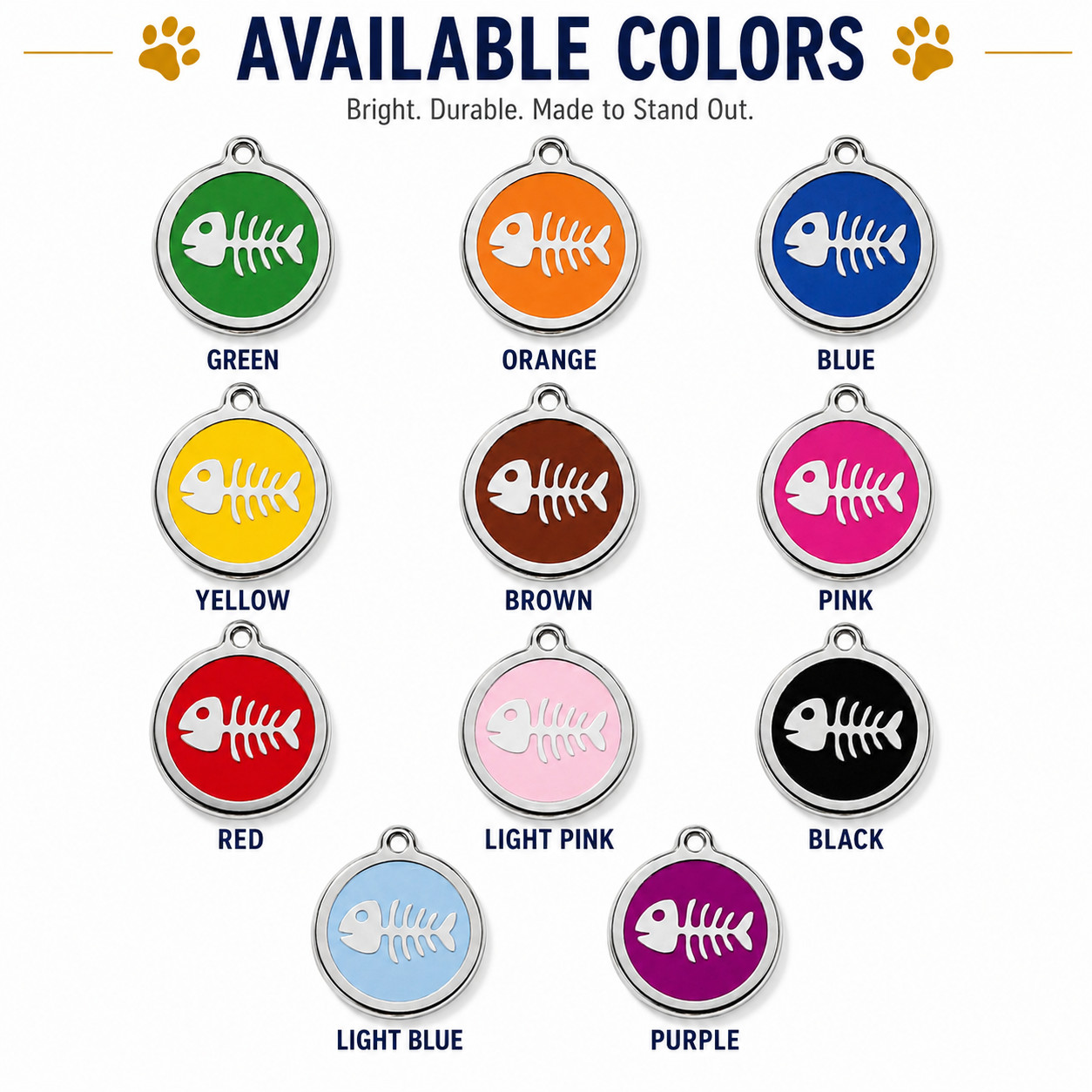 Personalized Enamel Dog Cat ID Tag Multiple Designs Custom Engraved Pet Tags