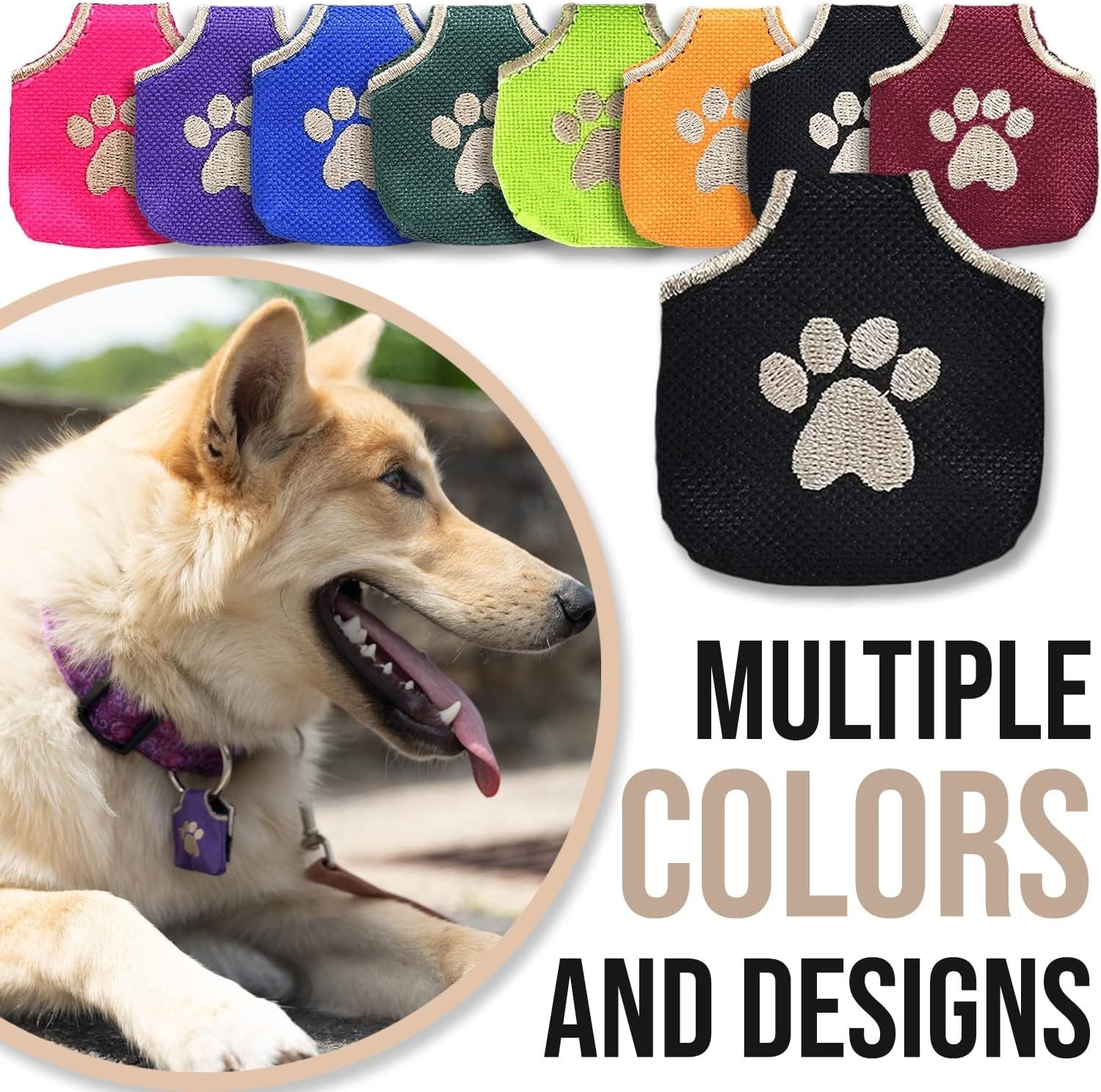 Dog Tag Silencer, Black Pawprint – Quiet Noisy Pet Tags – Fits Up to Four Pet…