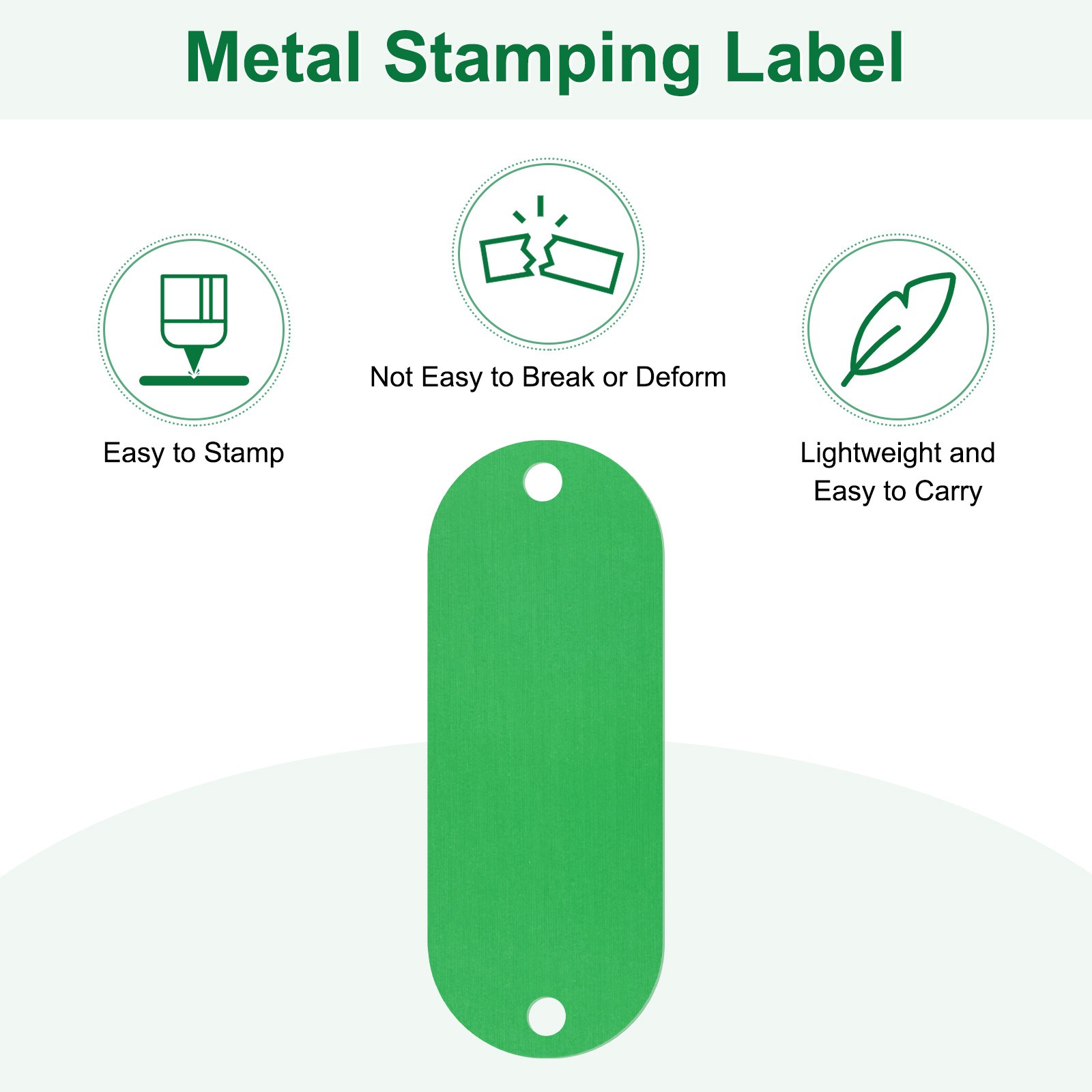 15-Pack 2″ x 0.75″ x 0.04″( L x W x T ) Blank Dog Tags [Green, 2 Holes]