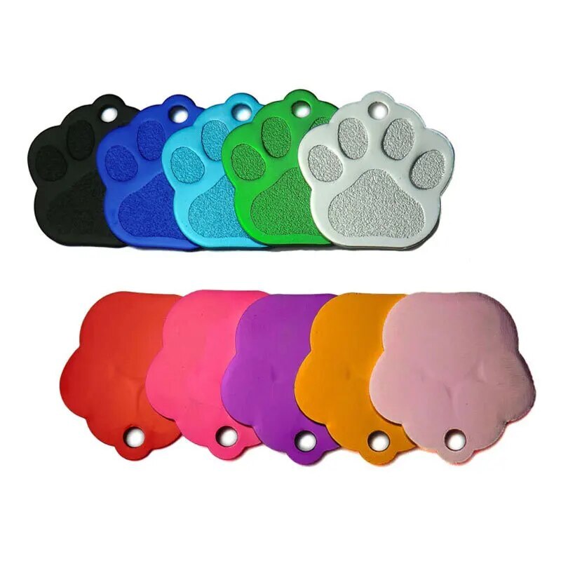 Personalized Anodized PAW Aluminum Pet ID Tags Collars Custom For Dog Cat