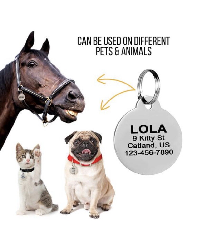 Personalized Engraved Aluminum Dog ID Tags Circle Round Cat ID Funny Pet Tag