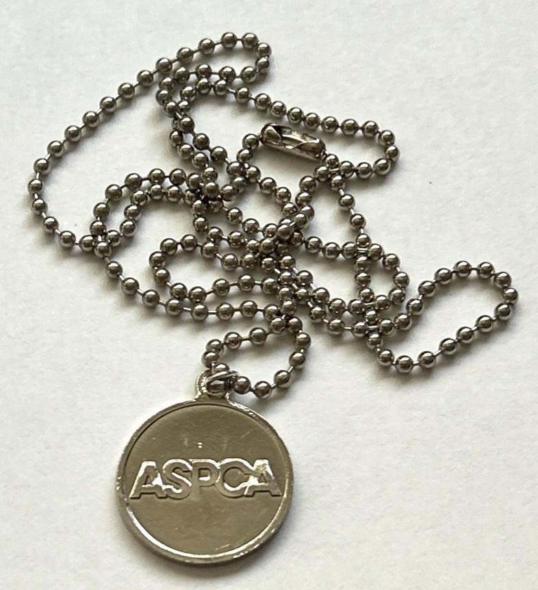 ASPCA Paw Print Rescued Dog Cat Pet Tag Medal Charm Pendant Necklace 23”