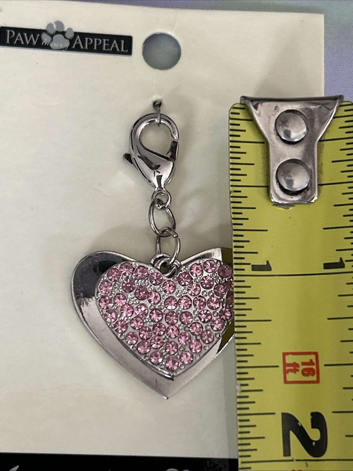 Pretty Paw Appeal Pink Rhinestone Double Heart Charm Tag Necklace Dog Cat New