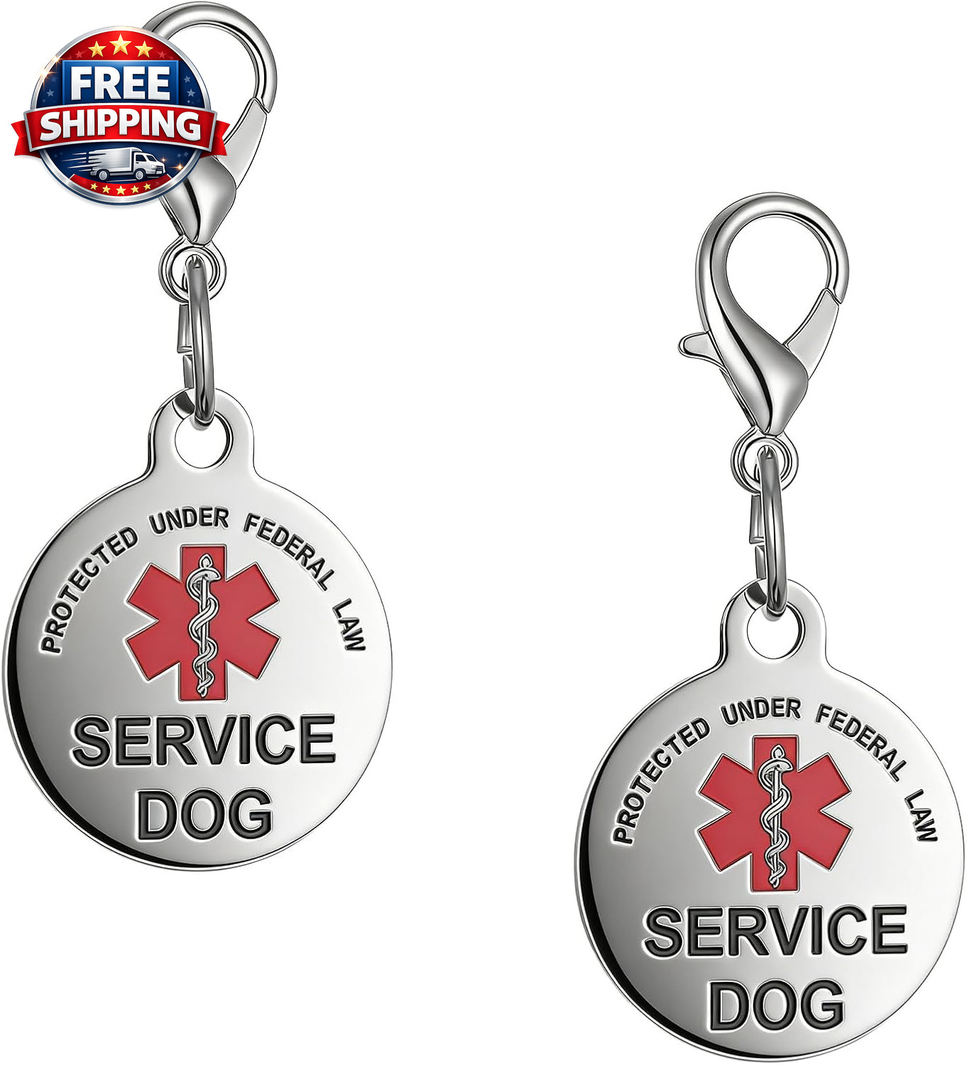 2Pcs Service Dog Tag Industrial Puppy for Service Animals, Emotional Support Dog