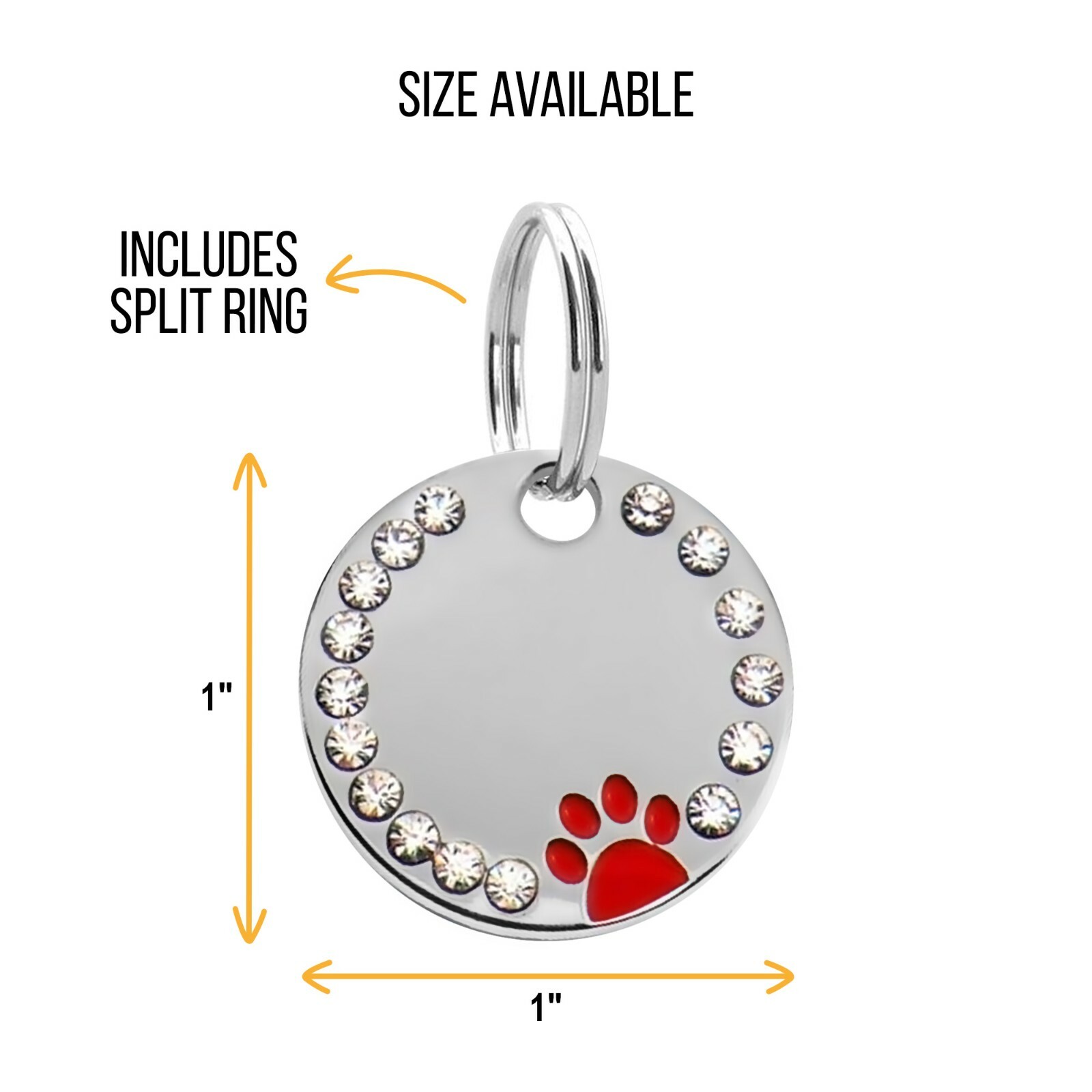 Custom crystals Pet ID Tag Personalized Rhinestones Cat Dog Tag Sparkling Paw