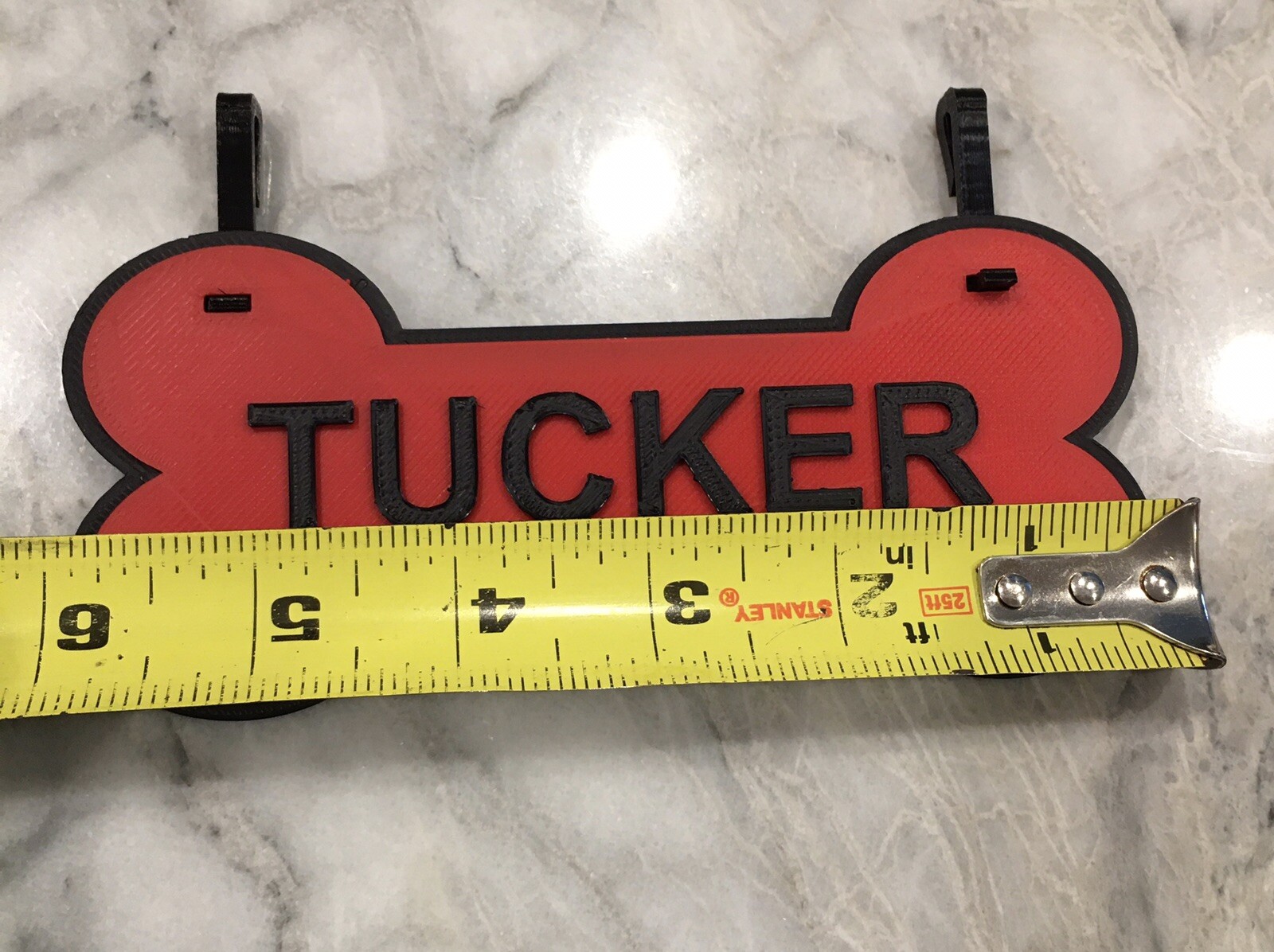 Six 3D Printed Personalized Kennel Tag Nameplates with Your Pets Name(s).