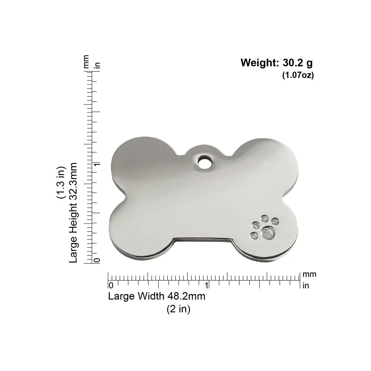 Red Dingo Pet Dog Cat ID Tag Diamante Cubic Zirconia Dog Bone