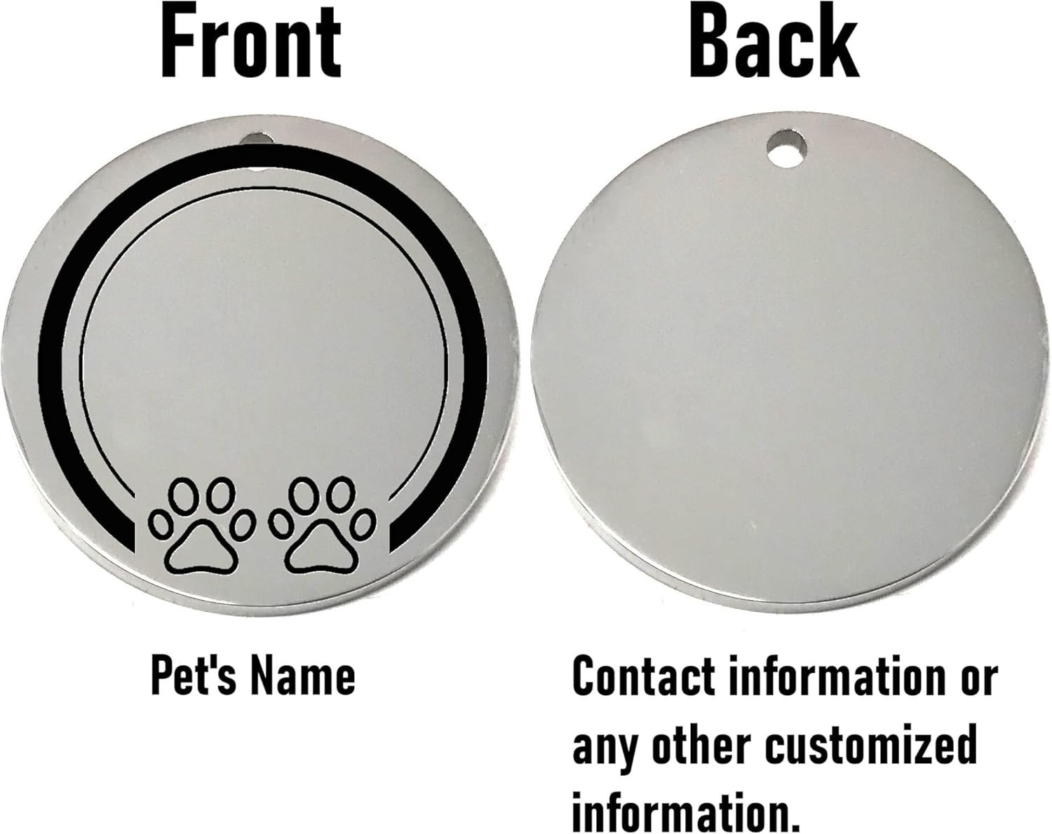 Custom 2 Paws Pet ID Tags for Dog or Cat Collar – Laser Etched Cute Name Tag