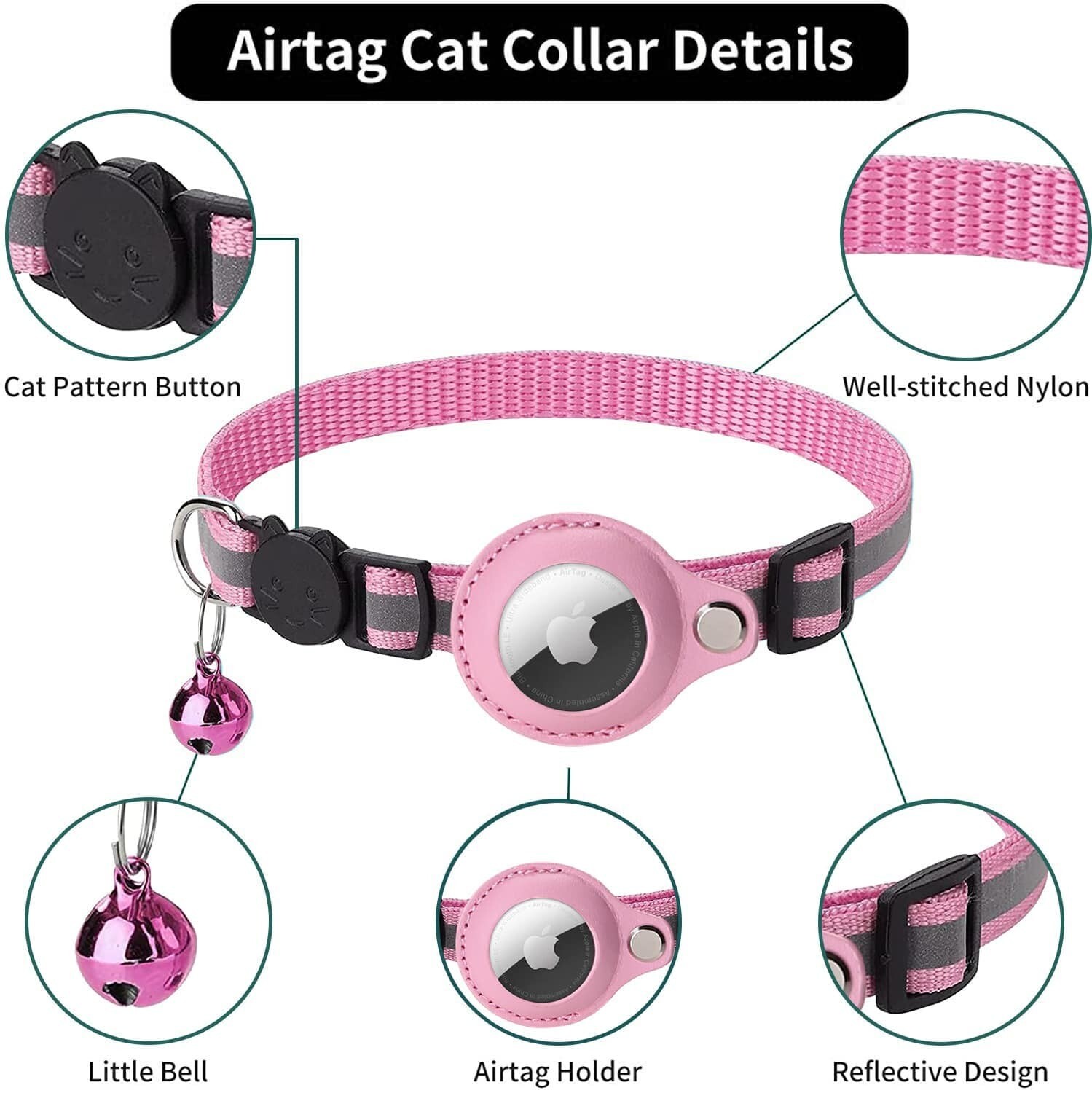 Pet Daily Kit Pet Airtag Collars With Reflective Stripes Puppy & Kitten Collars