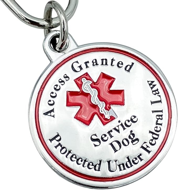 Service Dog Tag Double Sided Red Medical Alert Symbol Medal for Small Dogs Use f