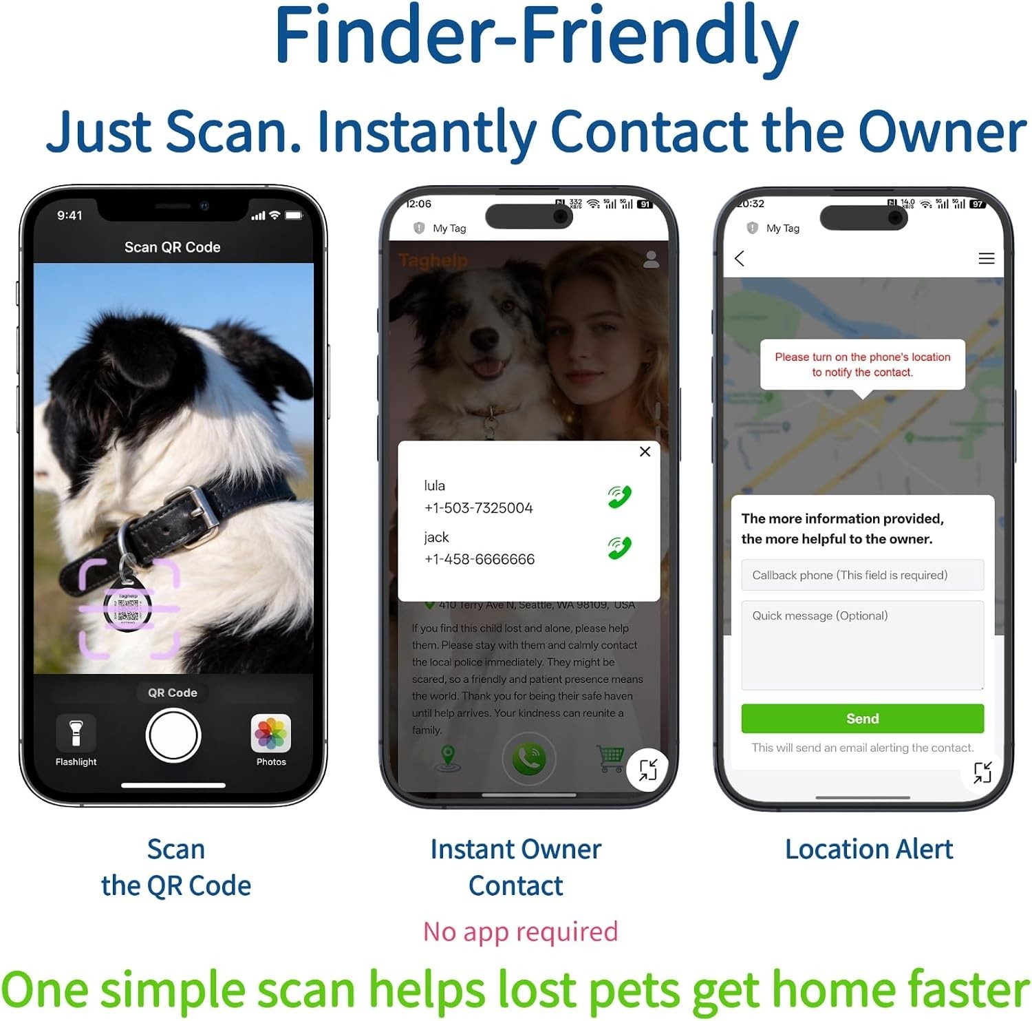 QR Code Dog ID Tag for Collar, Smart Pet ID with Instant Location Email Alert…