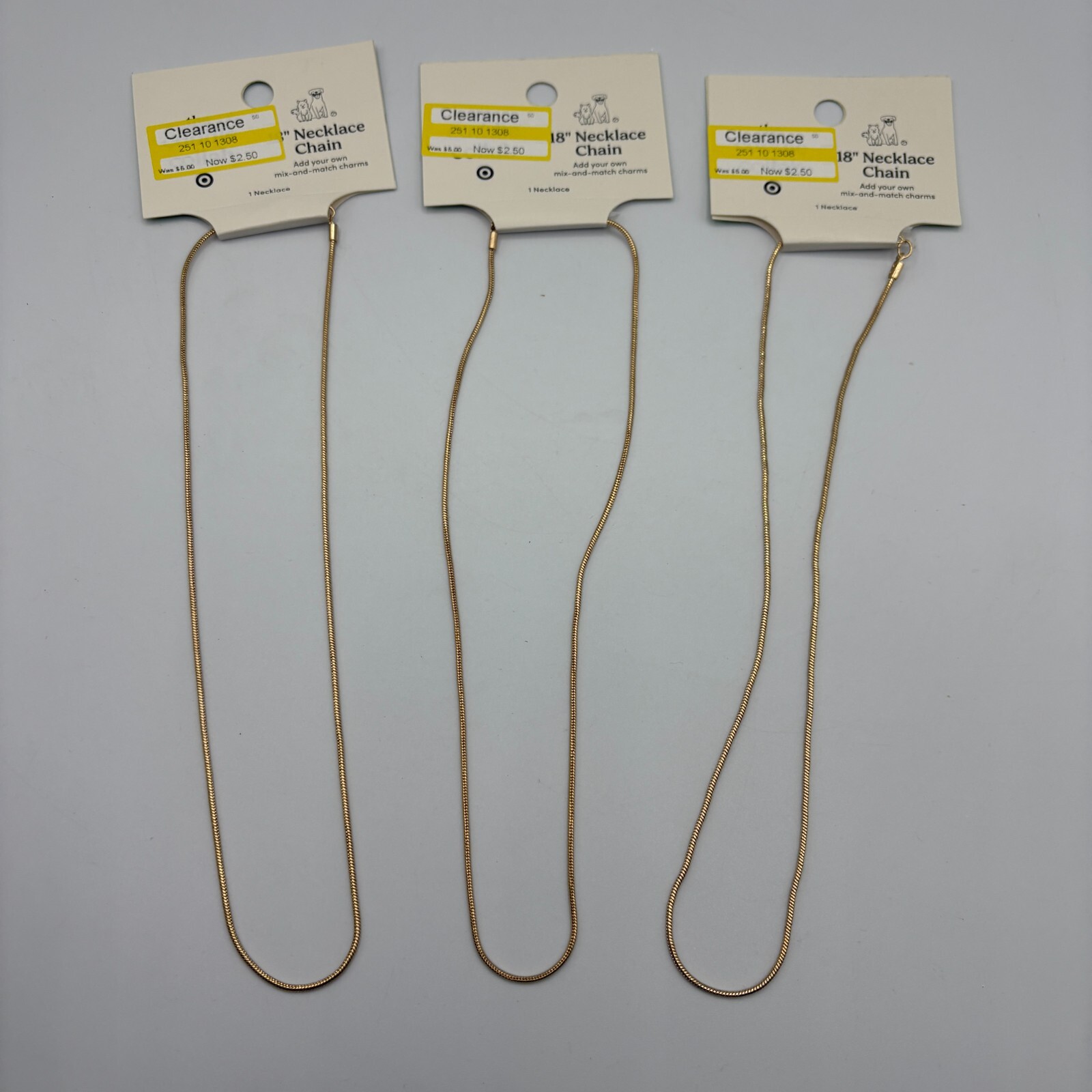 Lot of 3 The Cuddle Collab 18″ Charm Chain Gold Color Necklace
