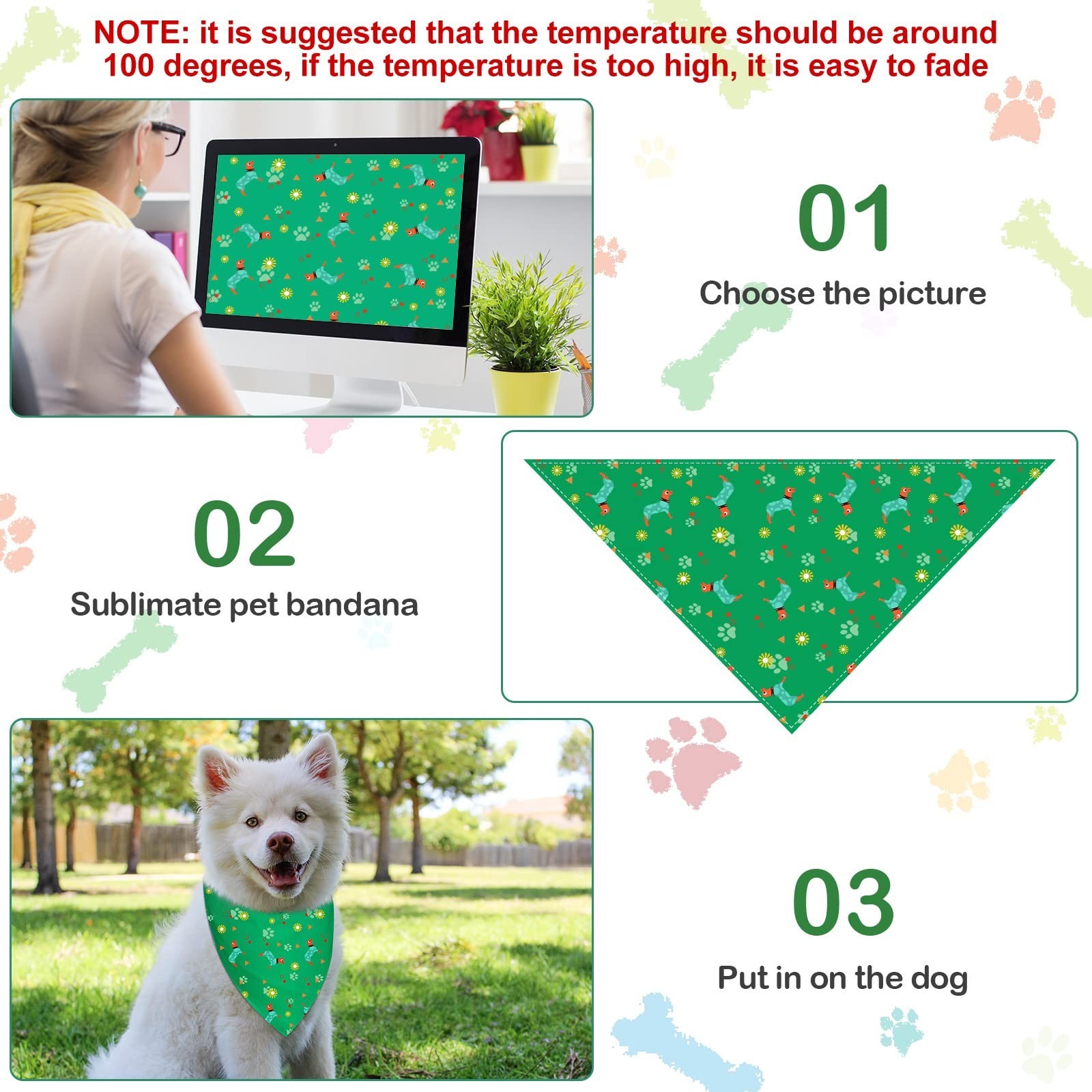 Sadnyy 60 Pcs Dog Bandanas Bulk Heat Transfer Pet Bibs Sublimation Bandana Bl…