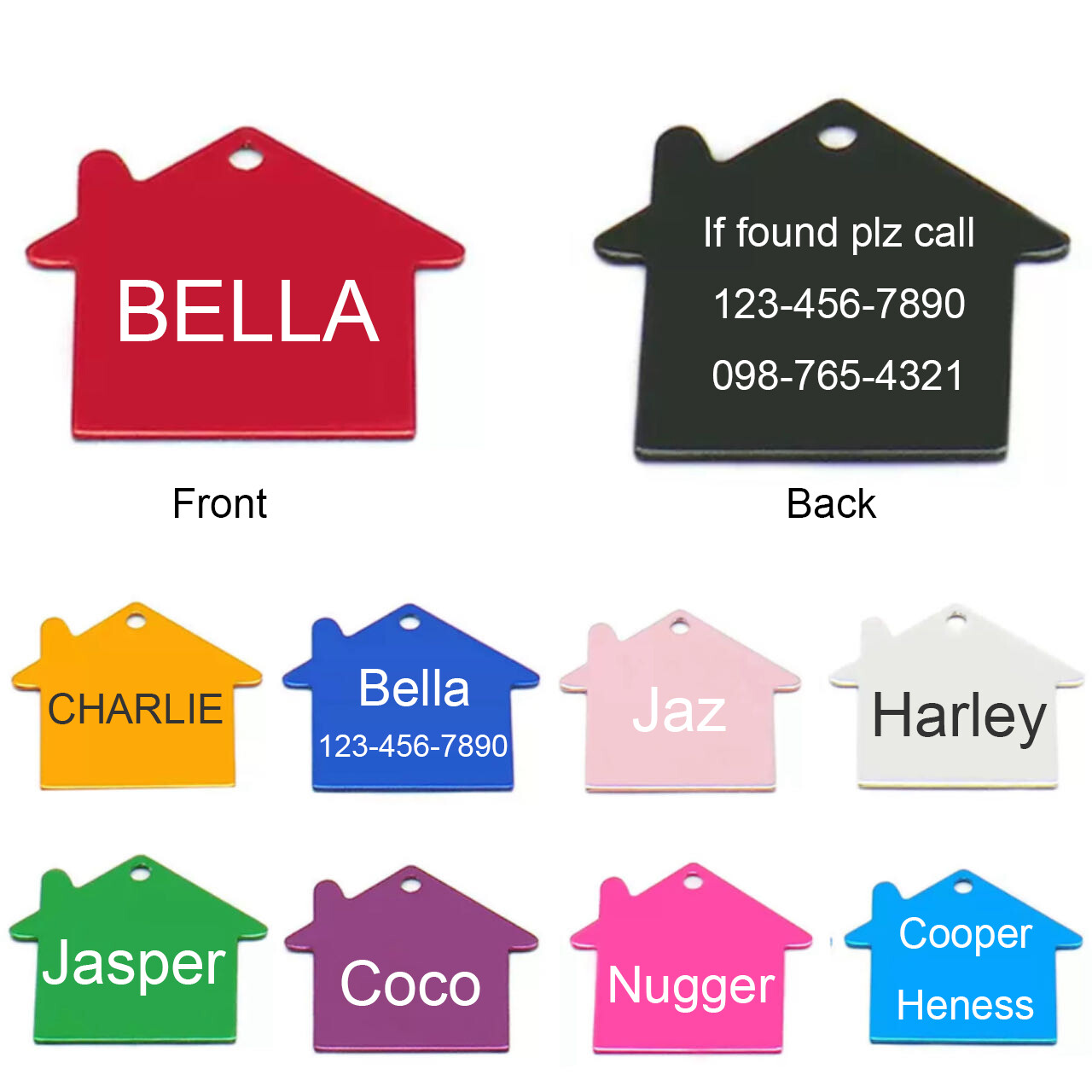 Pawtographize Dogs Cats ID Tags Personalized Pet Tags 2sides Engraved Hous Shape