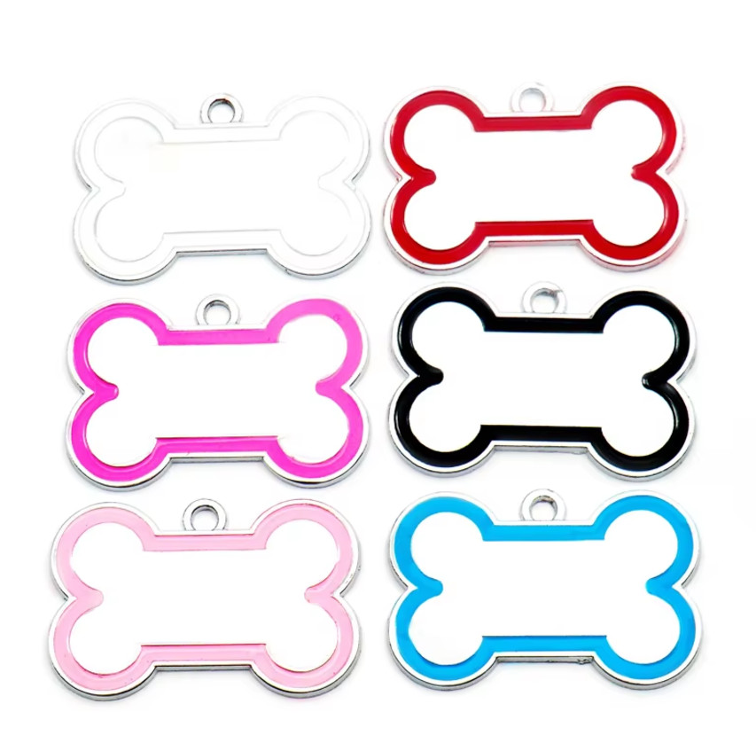 Mirror Style Metal Bone PET Tag Engraved Custom Small To Medium Pets With Ring