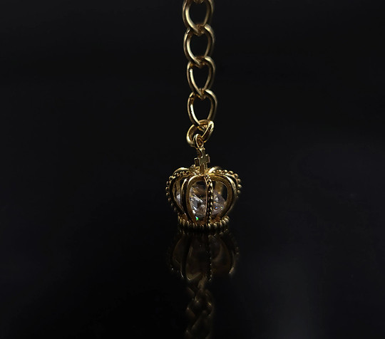 Dog Jewelry Rhinestone Yellow Gold Tone Necklace With Crown For Dogs / Cats