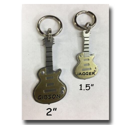 Guitar Shaped Pet ID Dog Name Tag Music Lover Free Engraving Brass Nickel SIlver