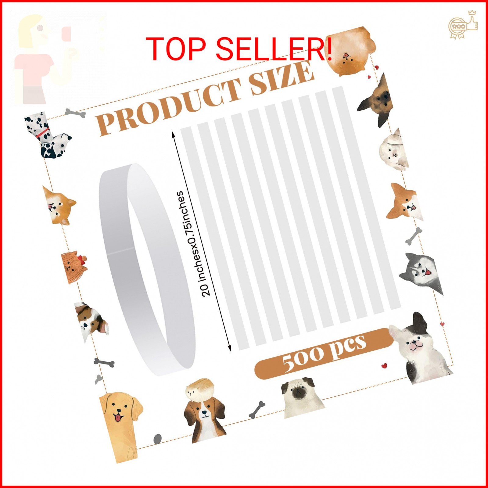 Clysee 500 Count 20inch Adjustable Paper Dog Collars with Tear Resistant Waterpr