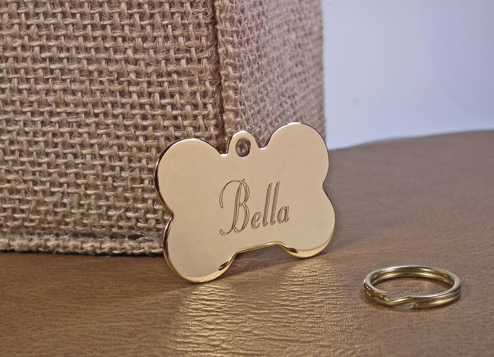 GOLD PLATED BONE Shape Pet Dog ID Tag-Custom Engraved Identification Tags
