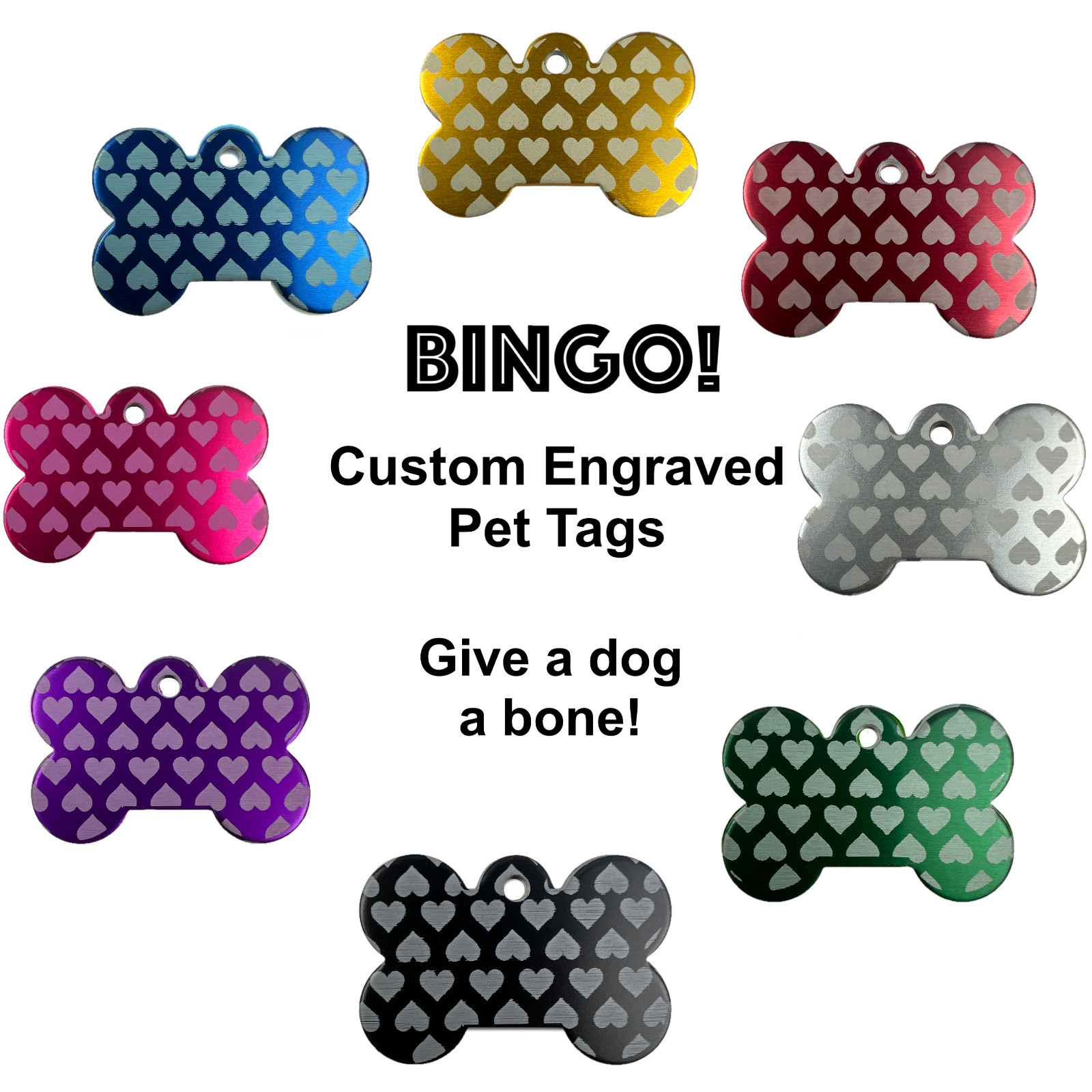 Custom Engraved Dog Tags Personalized Dog Collar Pet Tags Engraved ID BONE HEART