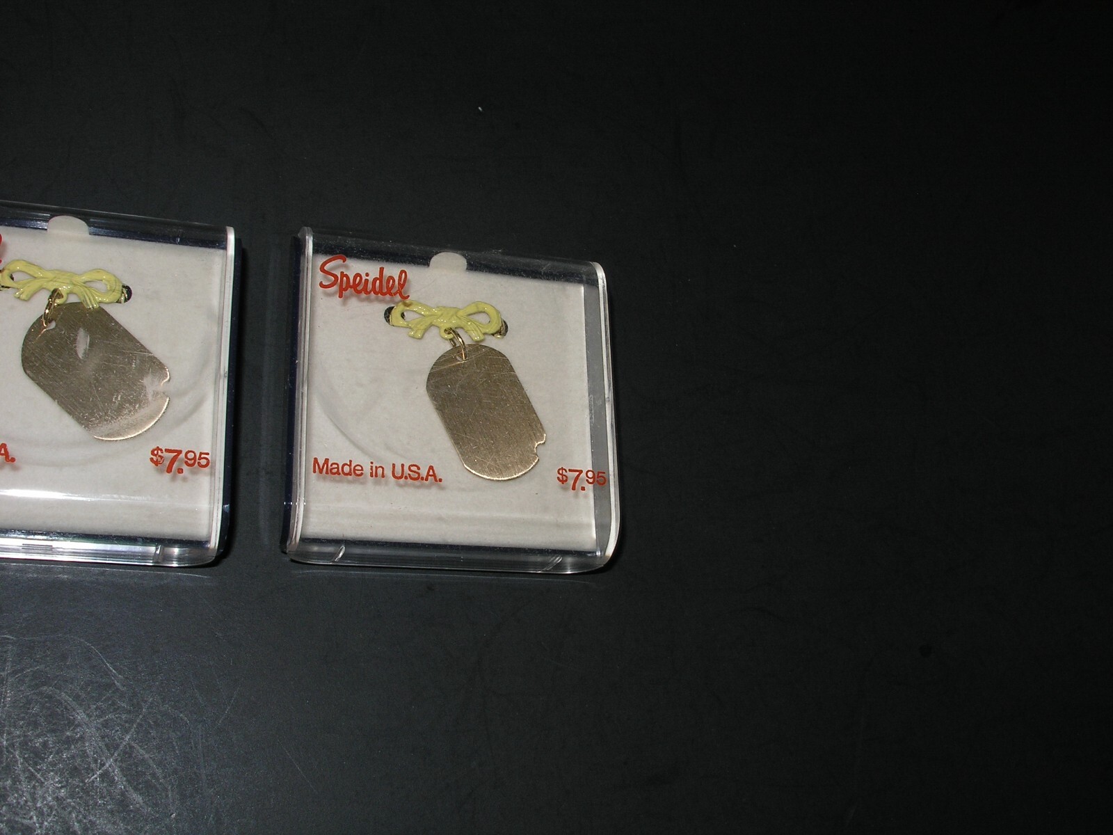 LOT of 2 Vintage New Old Stock Speidel Dog Name Tag Pendant Bowtie Necklace 9603