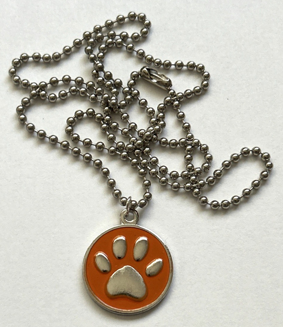 ASPCA Paw Print Rescued Dog Cat Pet Tag Medal Charm Pendant Necklace 23”