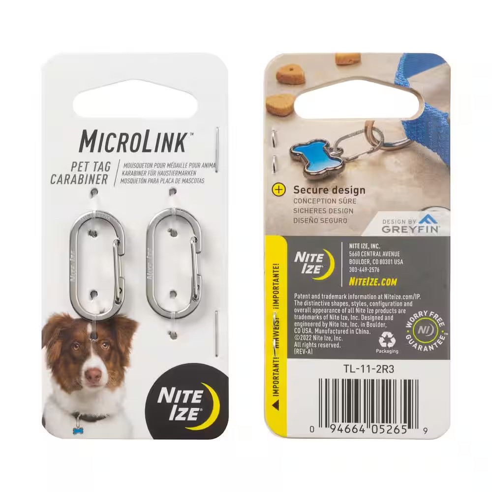 Microlink Pet Tag Carabiner – Stainless (2-Pack)