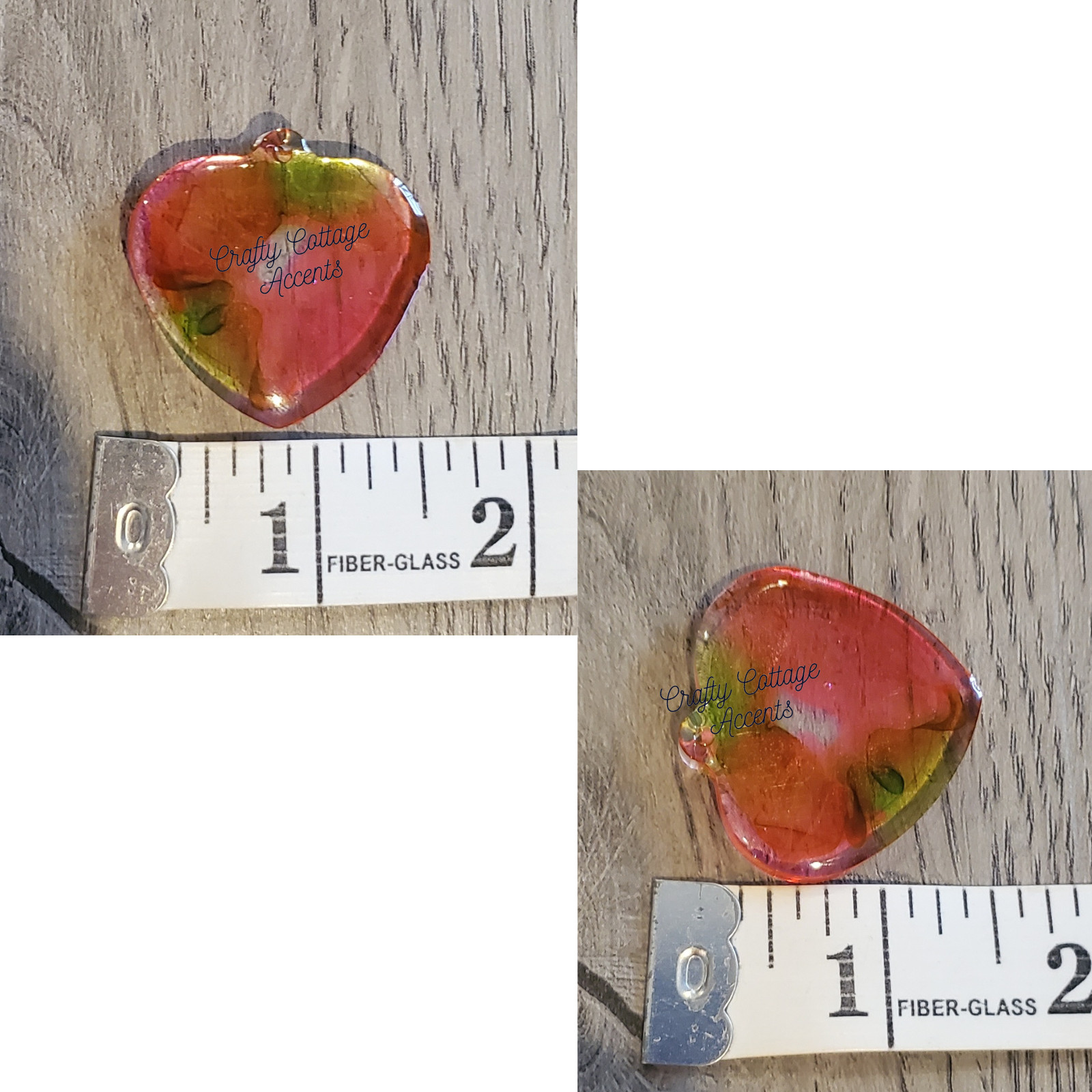Resin Pet Charm Heart Shaped Handmade Green Pink Purple Collar Accessory