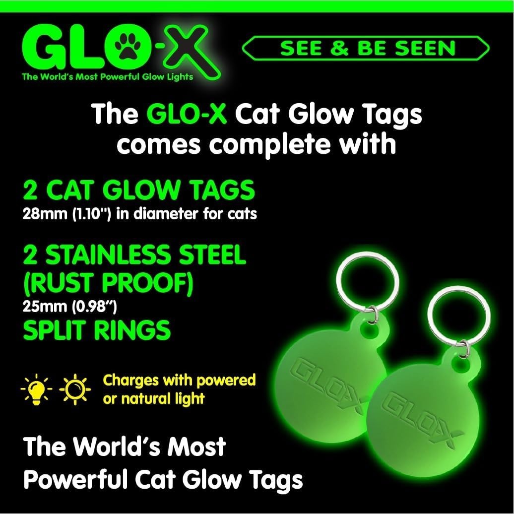 Glow in Dark Cat Collar Tags Safety Pet ID Tags 12hr Night Glow