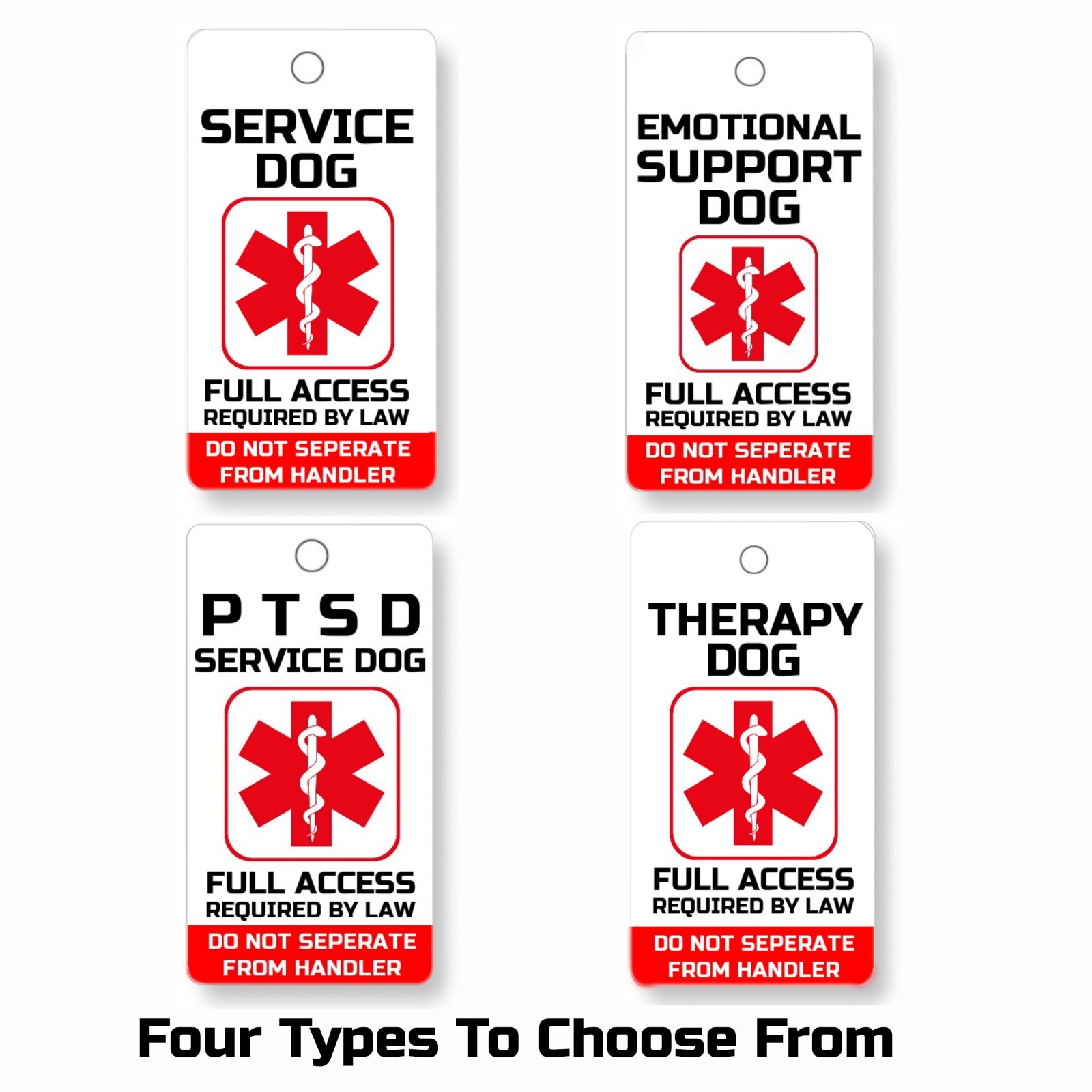 SERVICE ESA PTSD THERAPY DOG KEY OR COLLAR TAG FOR ADA & FHACT SERVICE ANIMALS
