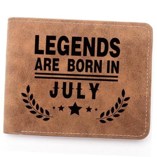 Funny Birthday Gifts,Leather Wallet for Men,Engraved Personalized Leather JULY