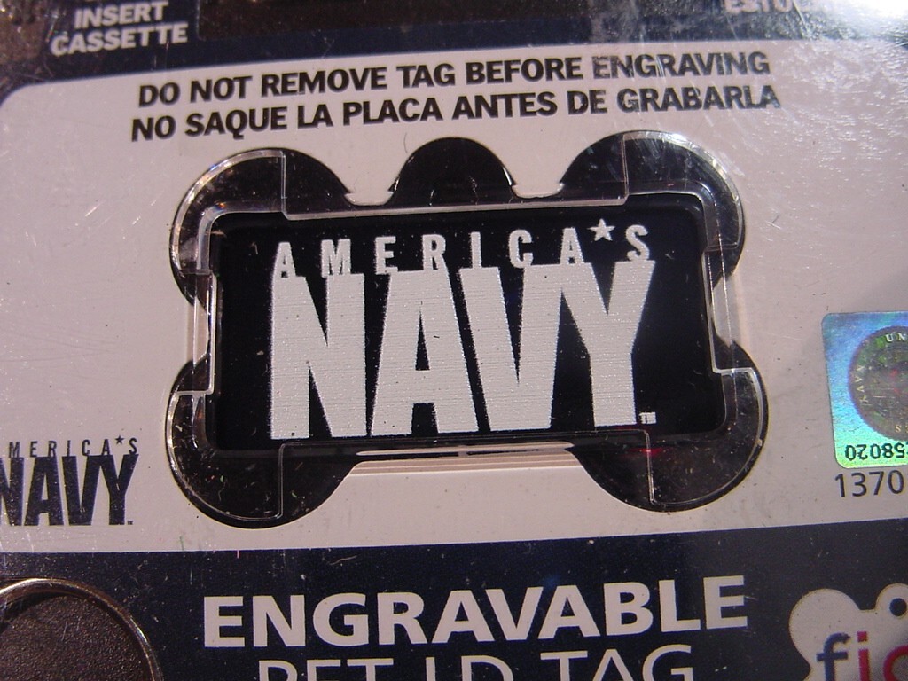 NEW – FIDO ENGRAVABLE PET I.D. TAG – AMERICA’S NAVY DOG BONE