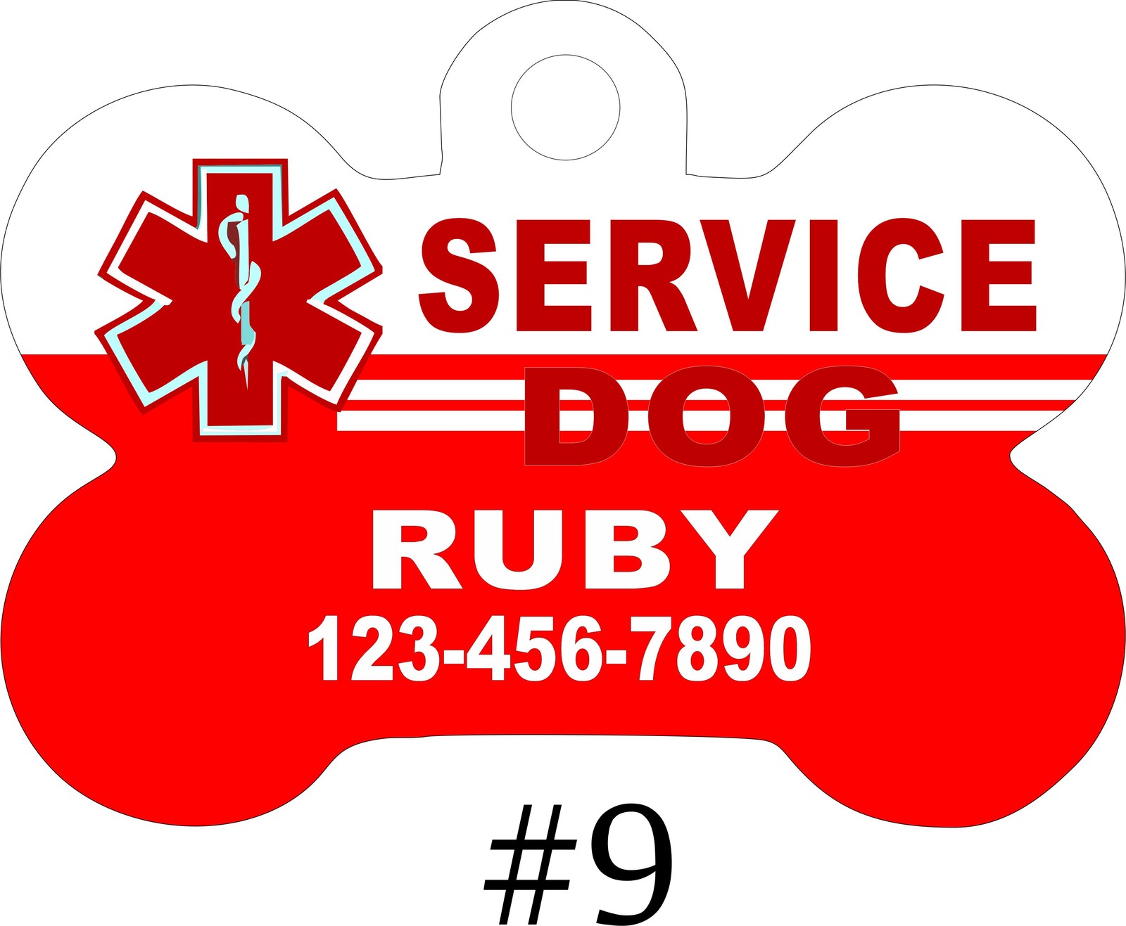 CUSTOM PERSONALIZED PET TAG ID DOG BONE Unique Tag SERVICE, PTSD, SEIZURE, MEDIC