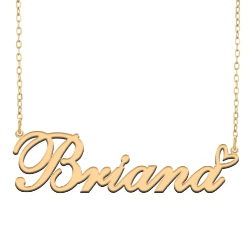 Custom Pendant Name Necklace Customized Personalized Plated Name Briana Gold