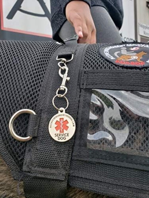 Double Sided Service Dog Chrome Tag, ADA Access Required Federal Law Clip Tag…