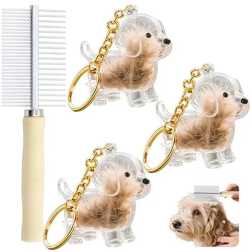 Dog Hair Collector Keychain 4pc Memorial Pet Fur Ashes