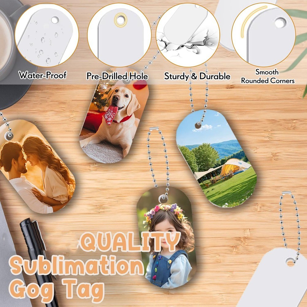 Sublimation Dog Tags Blanks 48 Pcs Aluminum Sublimation Dog Tag Chain8618