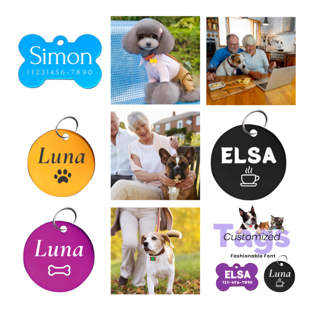 Cat Dog ID Tags, Personalized Pet Tags, Custom Text,Aluminium Round ID Tags