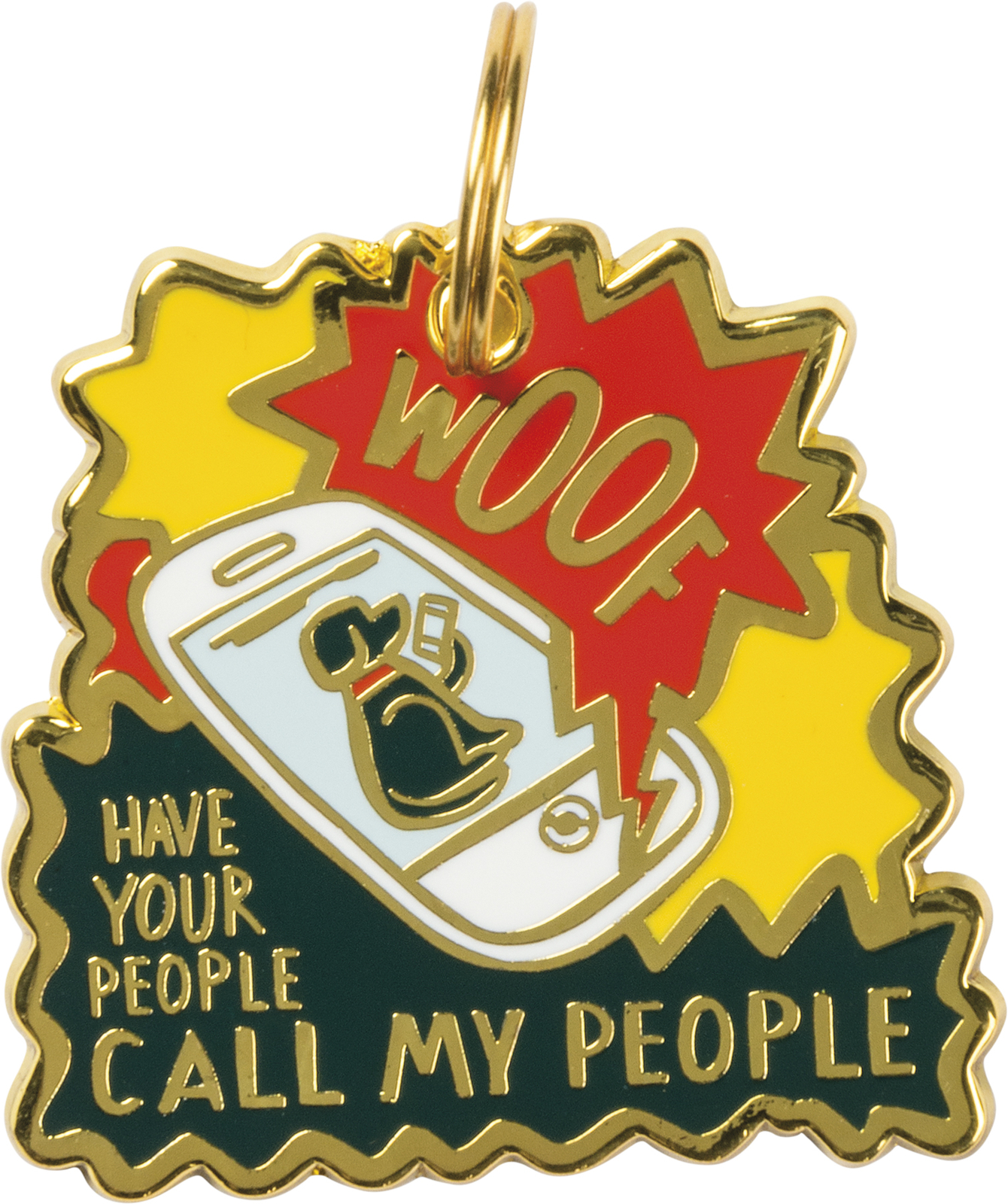 Dog Collar Charm “WOOF HAVE YOUR PEOPLE CALL MY PEOPLE ” Pet Tag