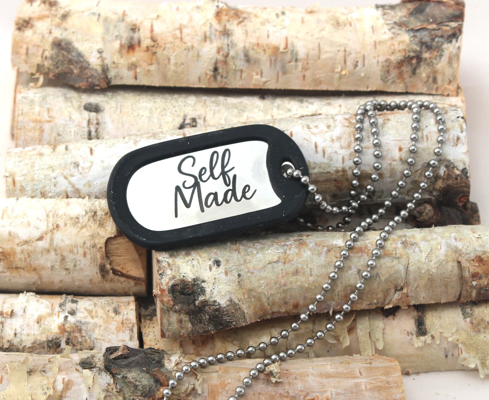 Estrogen Molecule Dog Tag – “Self Made” Dog Tag Necklace – Trans Pride Gift