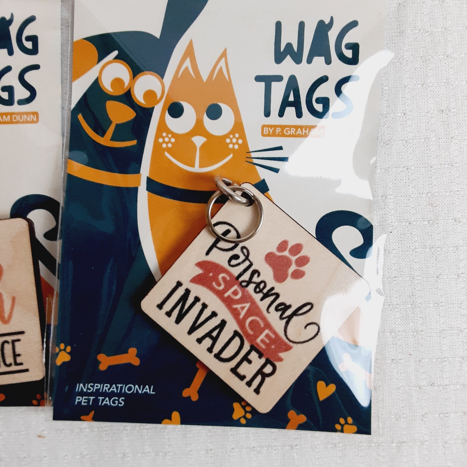 P Graham Dunn WAG TAGS Pet Collar Charms Wooden Square 1.5″ Assorted Set of 4